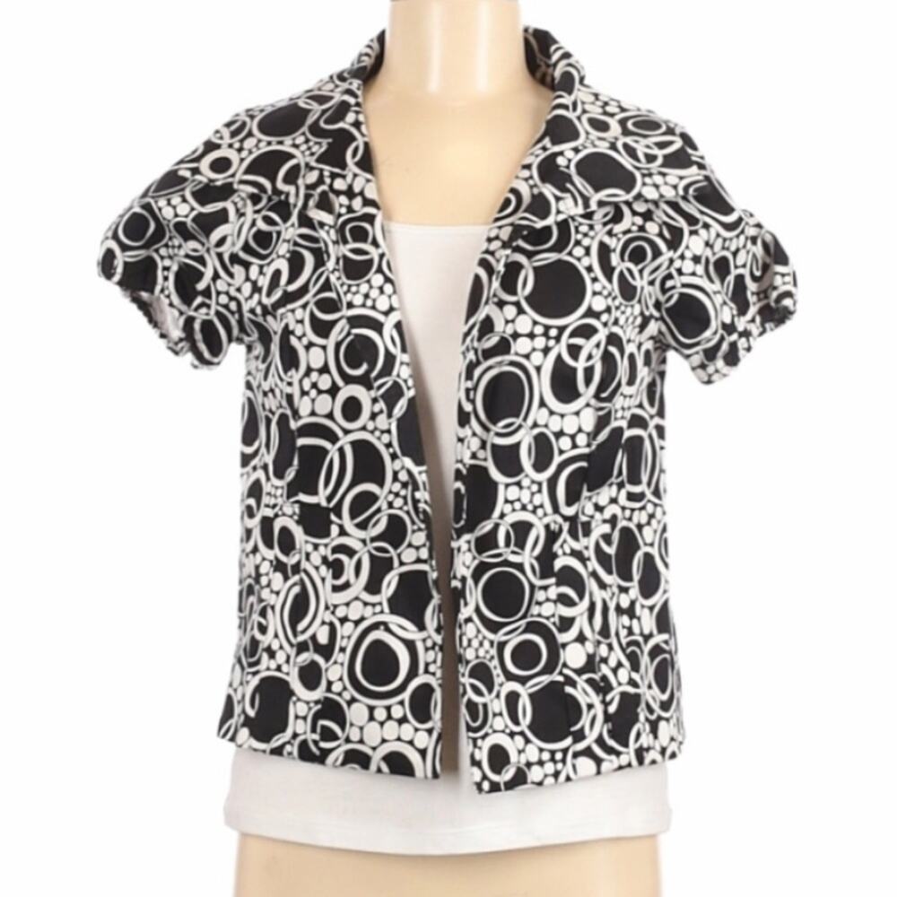 WD.NY Open Blazer Black White Circles Dots 8
